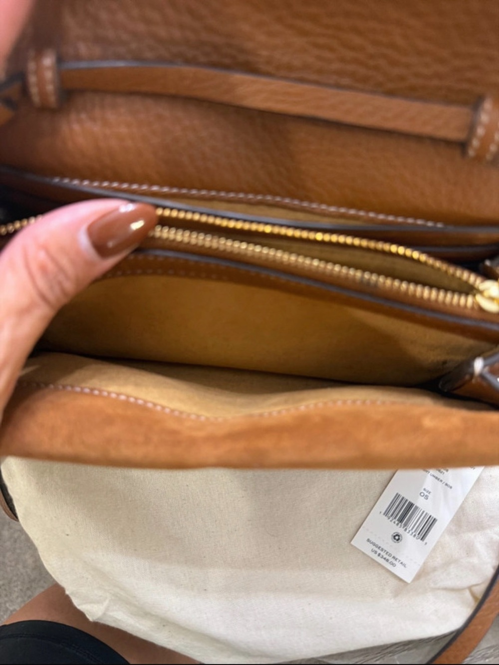 Tory Burch Cognac Pebbled Leather Crossbody with Gold Logo - Picture 3 of 4